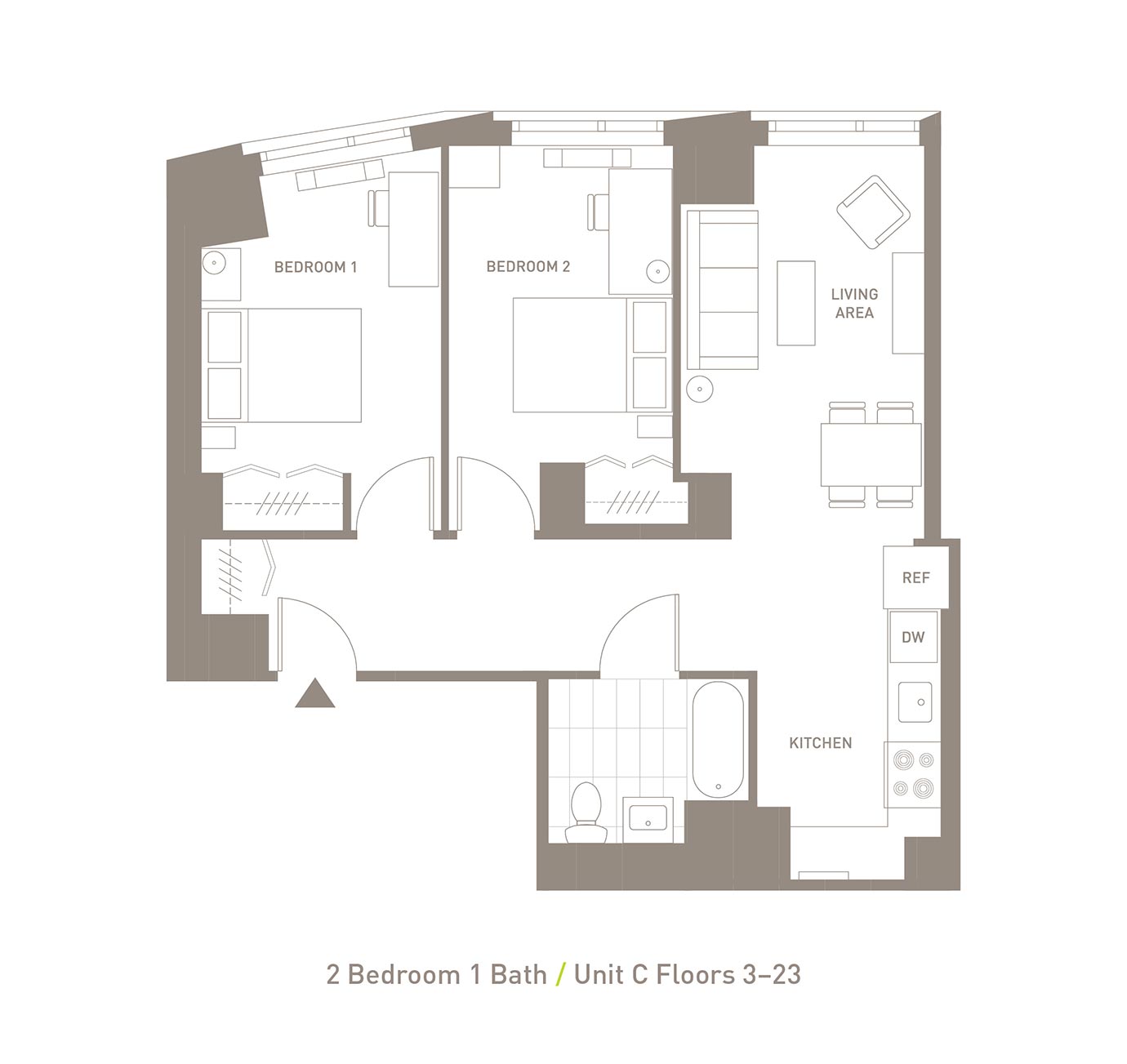 Floor Plan 2BR-1B-C