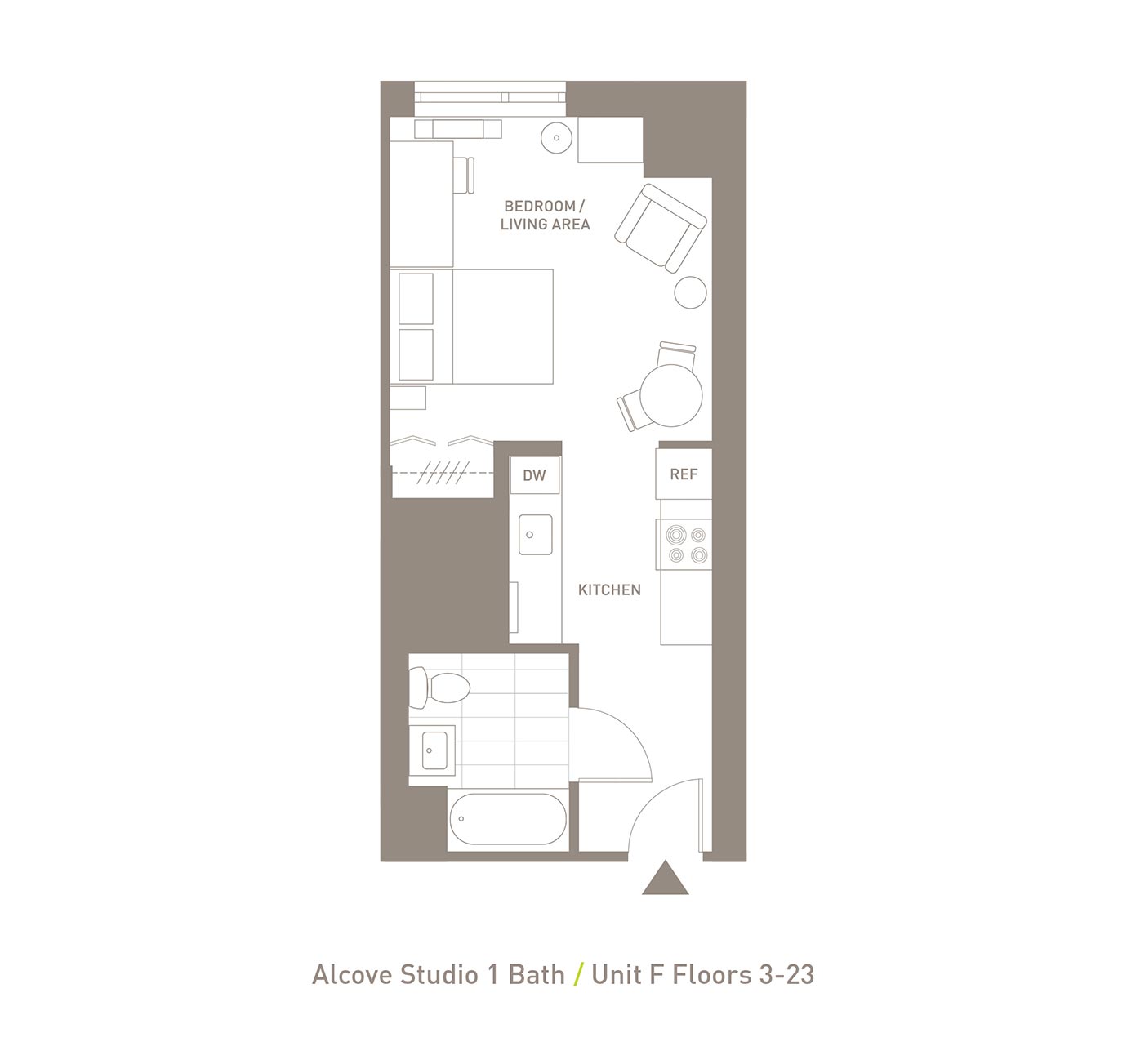 Floor Plan Alcove Studio-1B-F
